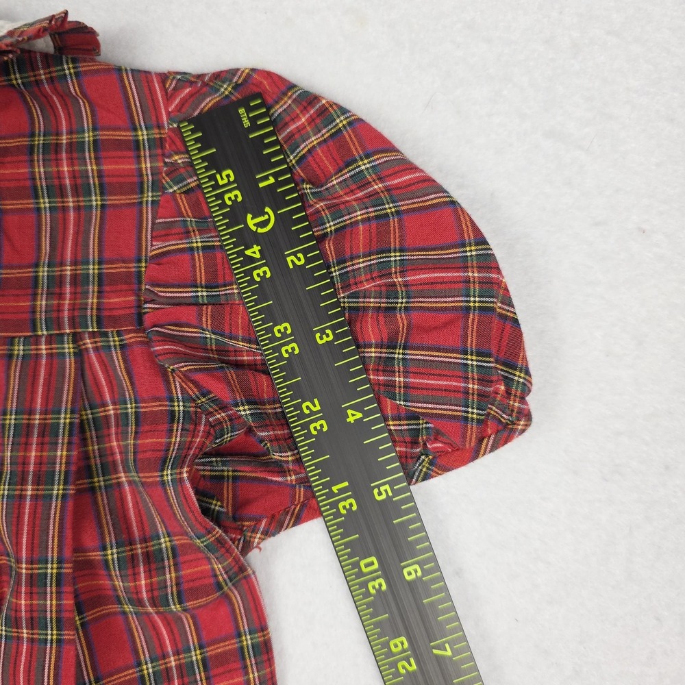 VTG Orient Express Girls Short Sleeve Dress‎ 3 Red Plaid Smock Holiday Hong Kong - Picture 11 of 12
